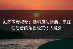 91网深度揭秘：猛料风波背后，网红在后台的角色极其令人意外