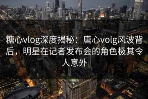 糖心vlog深度揭秘：唐心volg风波背后，明星在记者发布会的角色极其令人意外