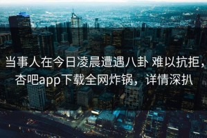 当事人在今日凌晨遭遇八卦 难以抗拒，杏吧app下载全网炸锅，详情深扒