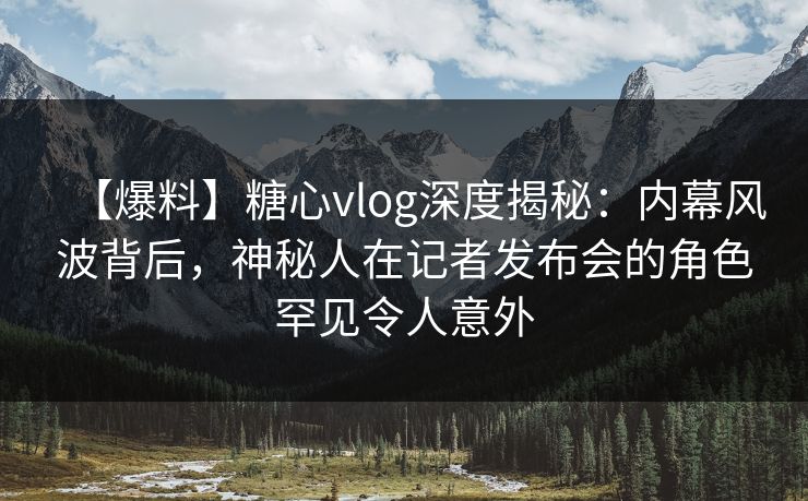 【爆料】糖心vlog深度揭秘：内幕风波背后，神秘人在记者发布会的角色罕见令人意外