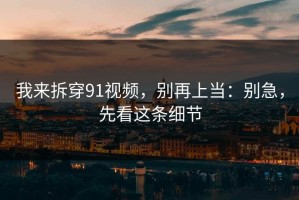 我来拆穿91视频，别再上当：别急，先看这条细节