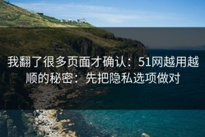 我翻了很多页面才确认：51网越用越顺的秘密：先把隐私选项做对